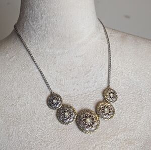 Brighton Two Tone Concho Bib Necklace Western Cowgirl Vintage Boho Medallion